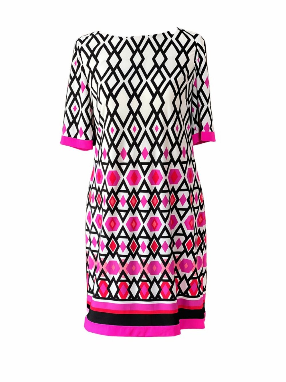 Eliza J Geometric Print Dress | Pink & Black Shift | Size 6